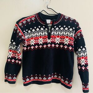 Hanna Andersson Kids Sno Happy Fair Isle cotton sweater size 6-7